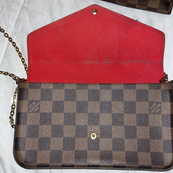 LOUIS VUITTON DAMIER EBENE POCHETTE FELICIE CHAIN WALLET - Picture 7 of 11